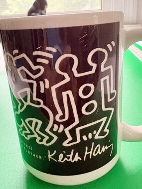 Keith Haring Galison Dancing Figures Coffee Mug Black White Pop Art Ceramic Cup